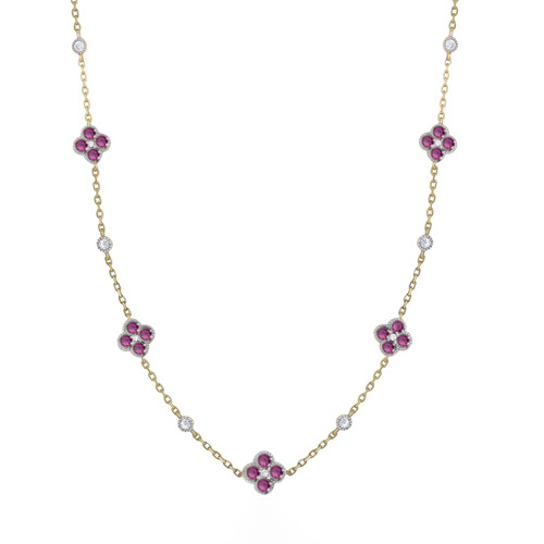 Sterling Silver 14ct Gold Plated CZ Clover Necklace Blue - Image 3
