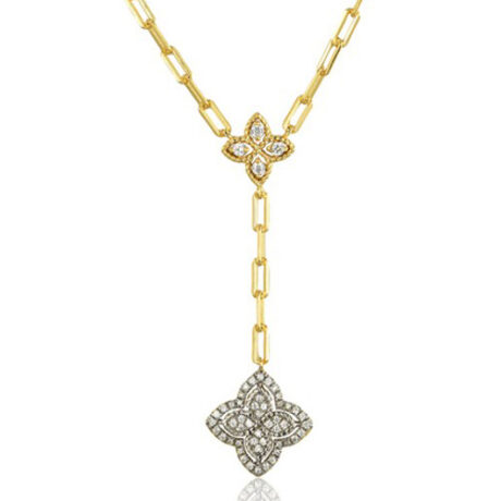gold plated cubic zirconia clover pendant
