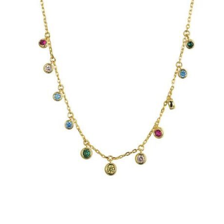Sterling Silver Gold Plated Multi CZ Necklace
