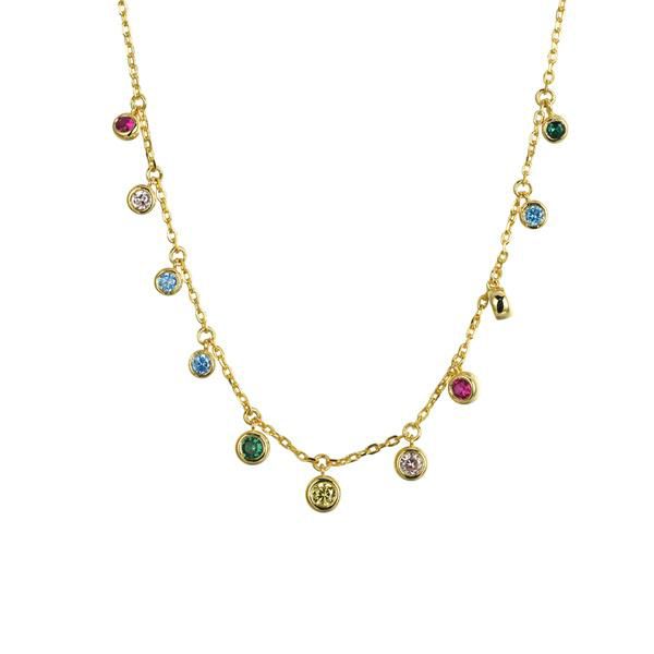Sterling Silver Gold Plated Multi CZ Necklace