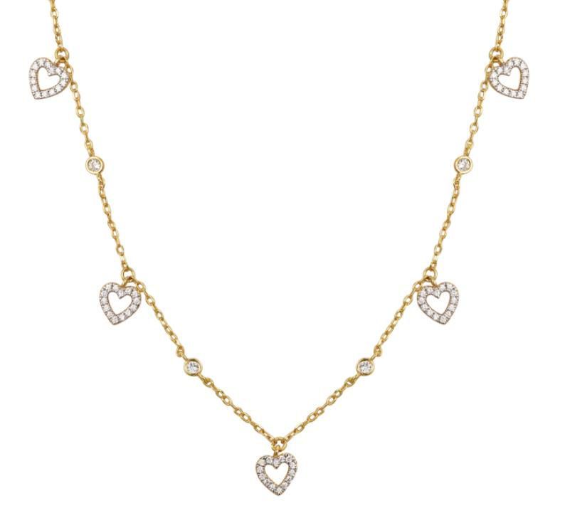 Sterling Silver Gold Plated CZ Heart Necklace