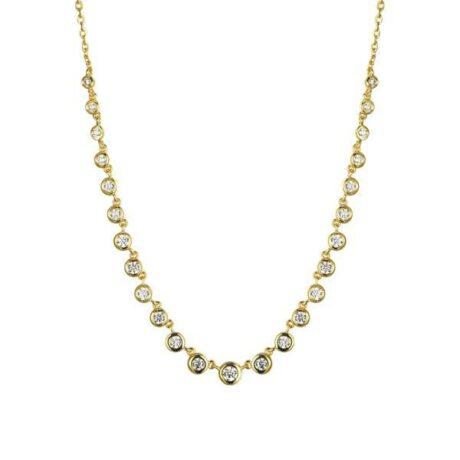 Sterling Silver Gold Plated CZ Station Necklace