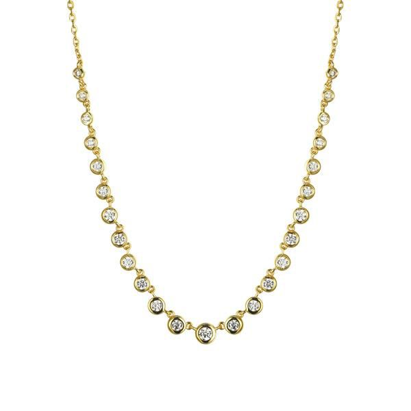 Sterling Silver Gold Plated CZ Station Necklace