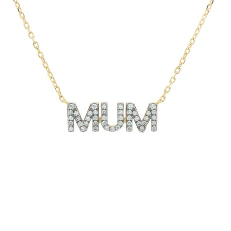 gold plated cubic zirconia mum necklace