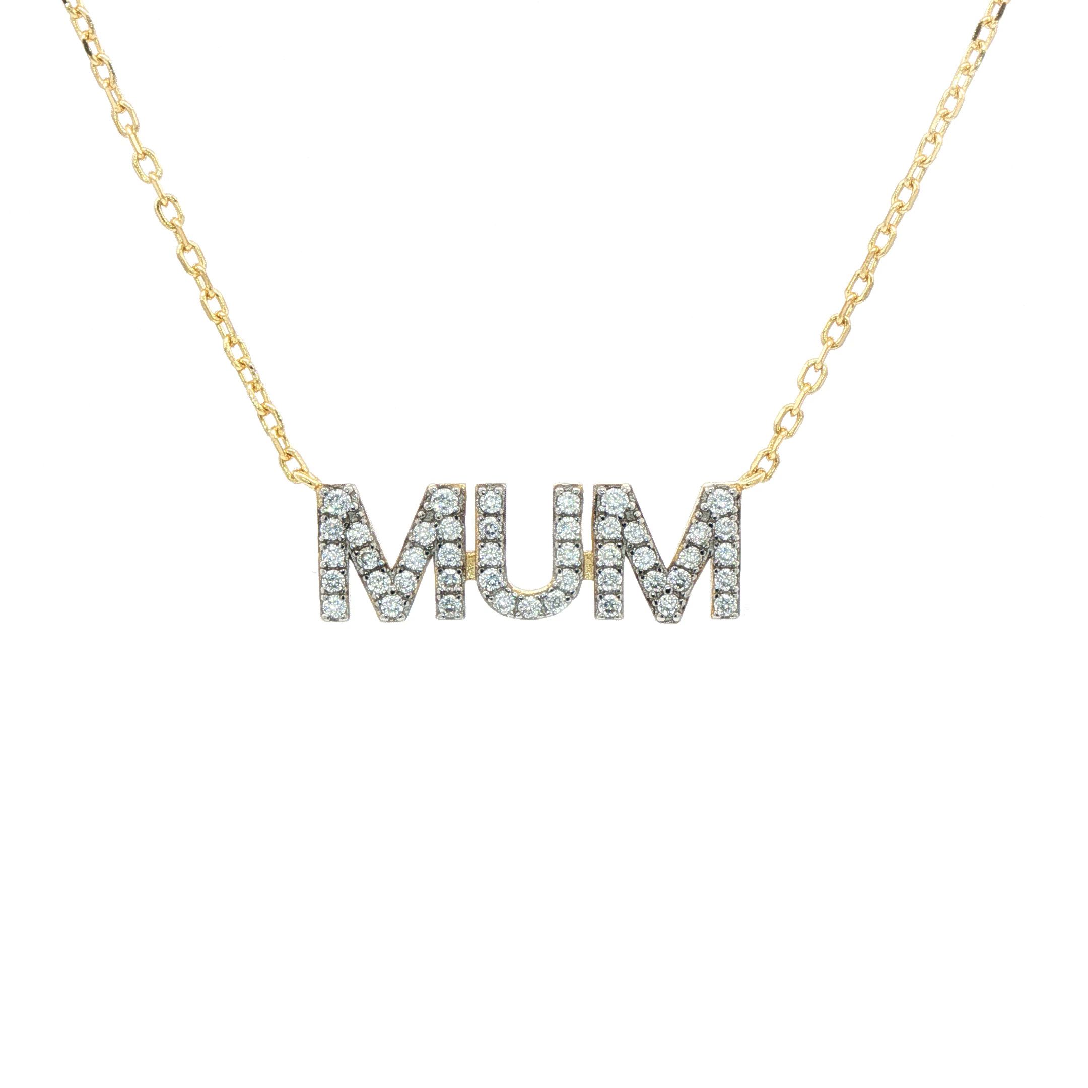 gold plated cubic zirconia mum necklace