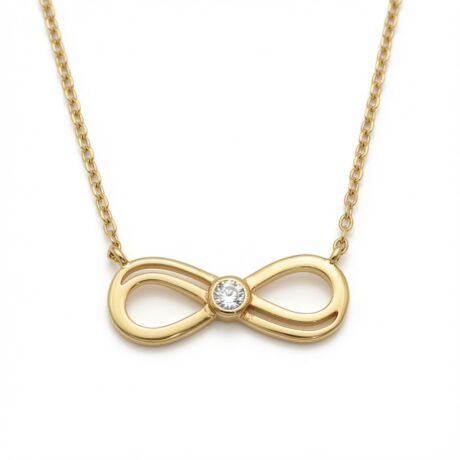 Sterling Silver 14ct Gold Plated CZ Infinity Necklace