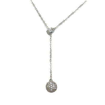 Sterling Silver CZ Lariat Ball Necklace