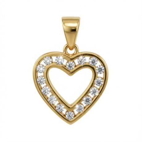 Sterling Silver 14ct Gold Plated CZ Heart Pendant