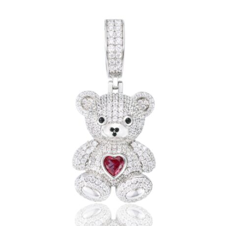 Sterling Silver CZ Teddy Pendant