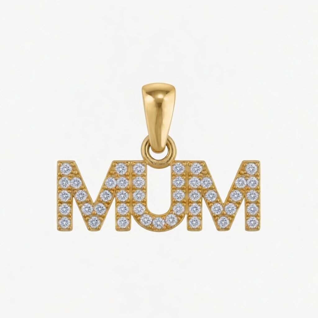 Sterling Silver Gold Plated CZ Mum Pendant