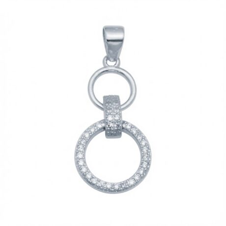 Sterling Silver CZ Linked Circle Pendant