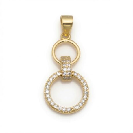 Sterling Silver 14ct Gold Plated CZ Linked Circle Pendant