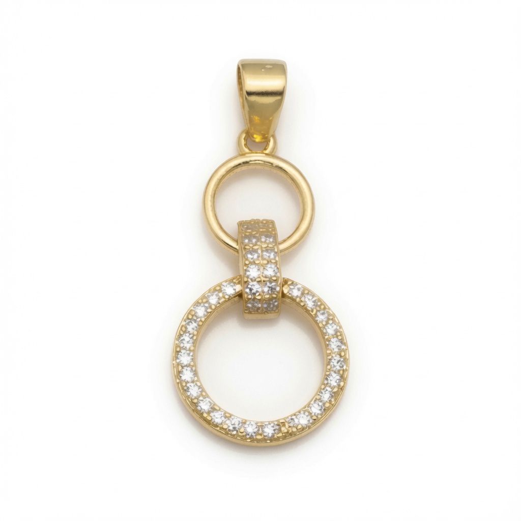 Sterling Silver 14ct Gold Plated CZ Linked Circle Pendant