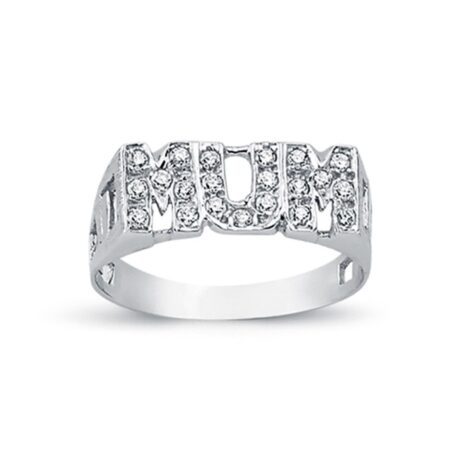 Sterling Silver CZ Mum Ring Curb Shoulders