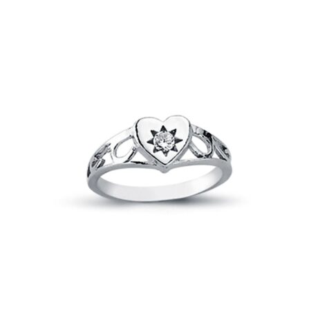 Sterling Silver CZ Heart Signet Ring – ARN107