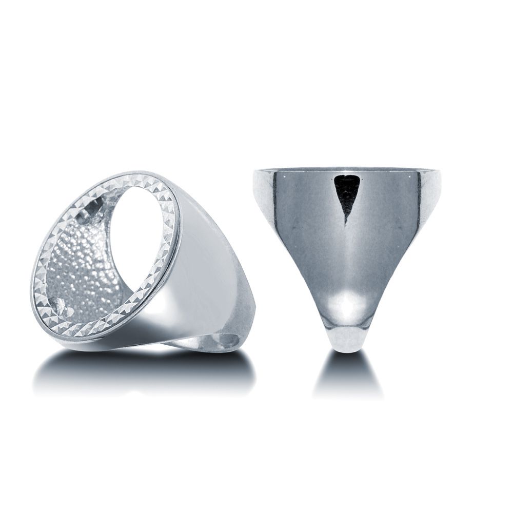 Sterling Silver Sovereign Coin Mount Ring – Polished Shoulders