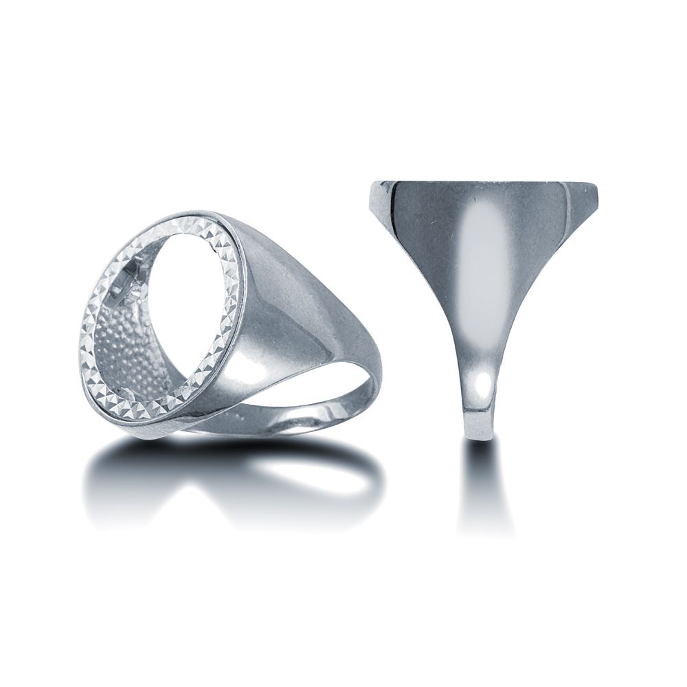 Sterling Silver Sovereign Coin Mount Ring – Polished Shoulders - Image 2