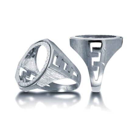 Sterling Silver Sovereign Coin Mount Ring – Curb Link Shoulders