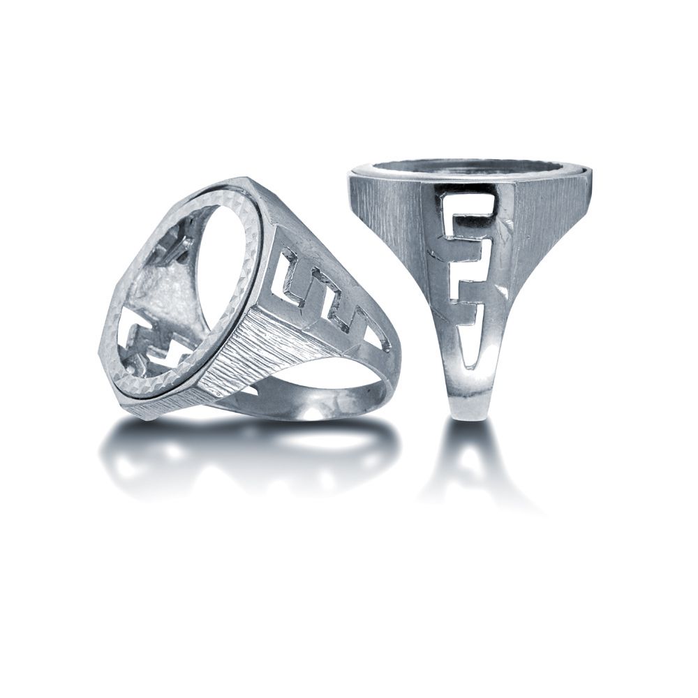 Sterling Silver Sovereign Coin Mount Ring – Curb Link Shoulders - Image 2