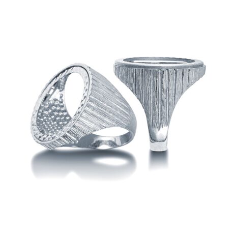 Sterling Silver Sovereign Coin Mount Ring – Ribbed Shoulders