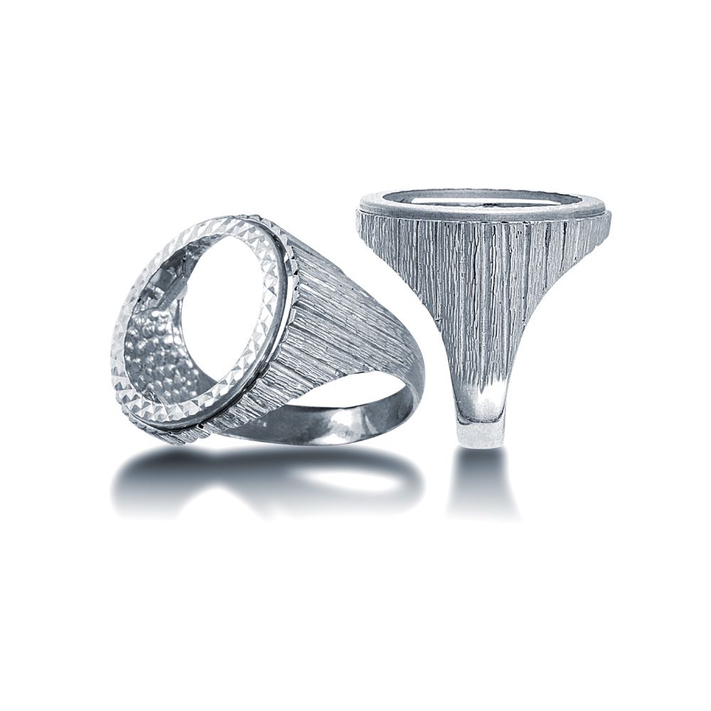 Sterling Silver Sovereign Coin Mount Ring – Ribbed Shoulders - Image 2