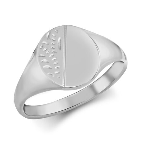 Sterling Silver Oval Half Engraved Signet Ring – ARN118