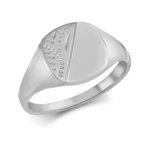 Sterling Silver Cushion Shape Half Engraved Signet Ring – ARN120