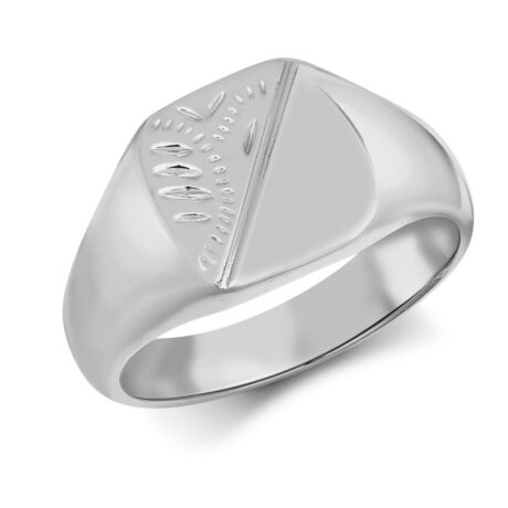 Sterling Silver Cushion Shape Half Engraved Signet Ring – ARN124