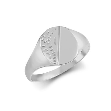 Sterling Silver Oval Half Engraved Female/ Child Signet Ring