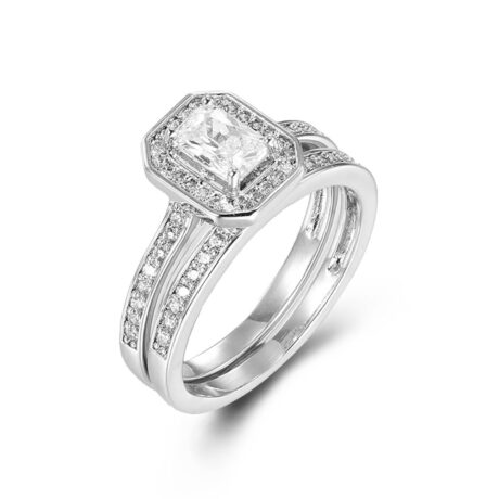 Sterling Silver Pear Emerald Cut and Half ET Set Rings – ARN148