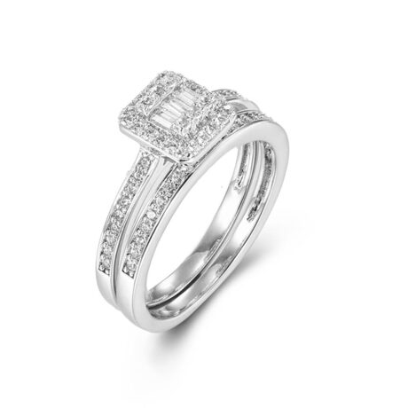 Sterling Silver Pear Emerald Cut and Half ET Set Rings – ARN153