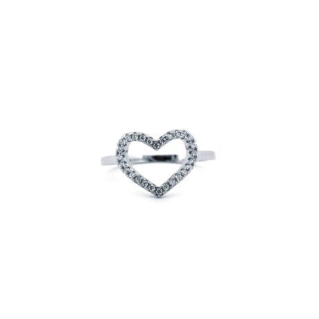 Sterling Silver Rhodium CZ Heart Ring