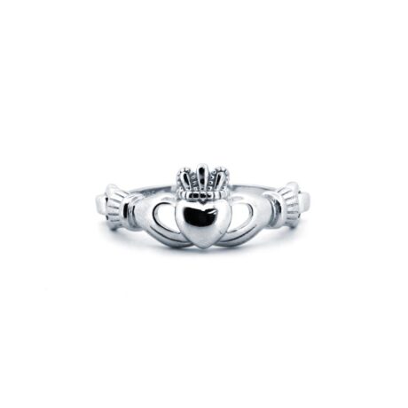 Sterling Silver Rhodium Claddagh Ring
