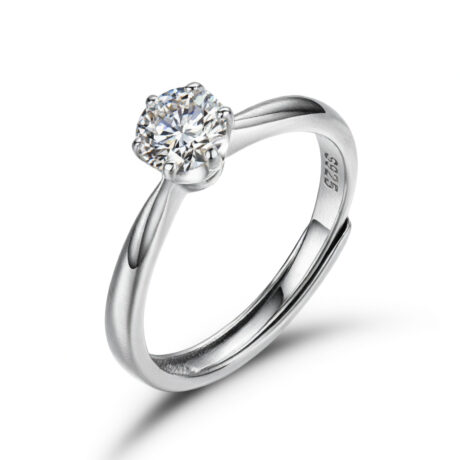 Sterling Silver Adjustable CZ Solitaire Ring