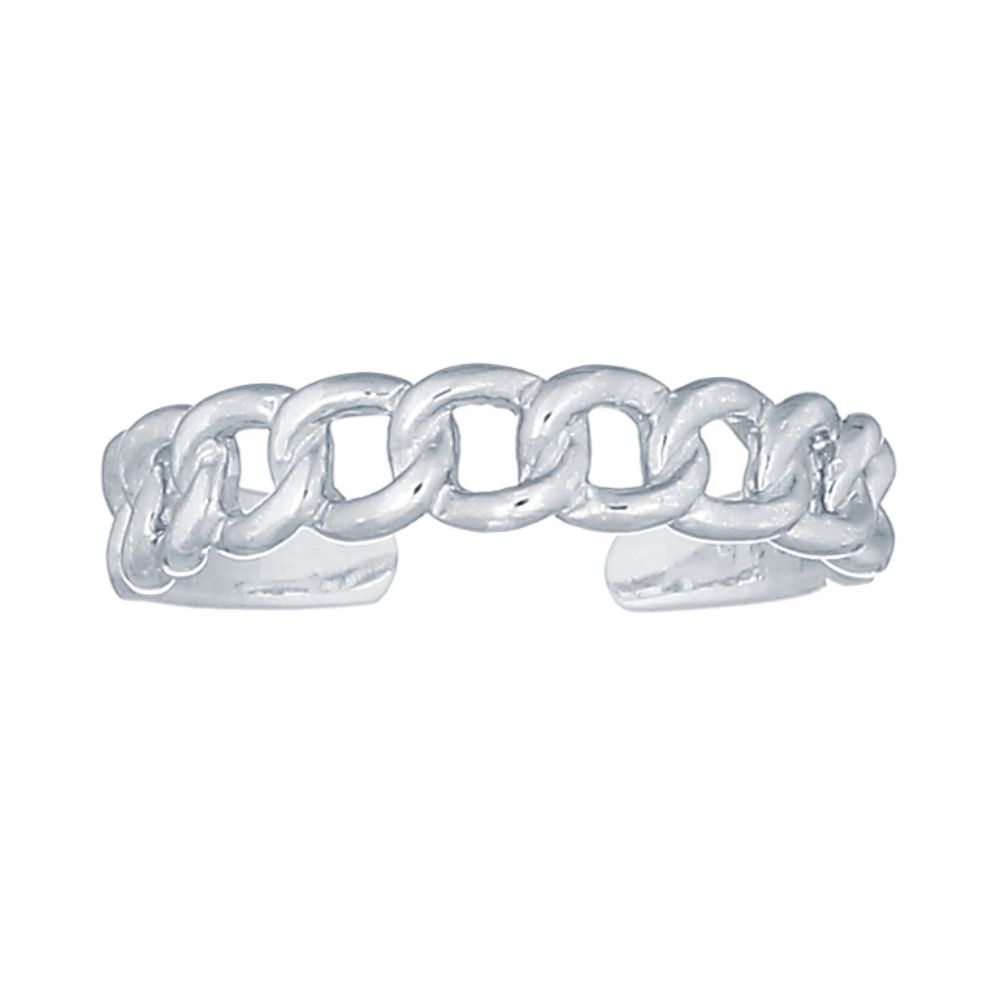 Sterling Silver Curb Chain Toe Ring - Image 2