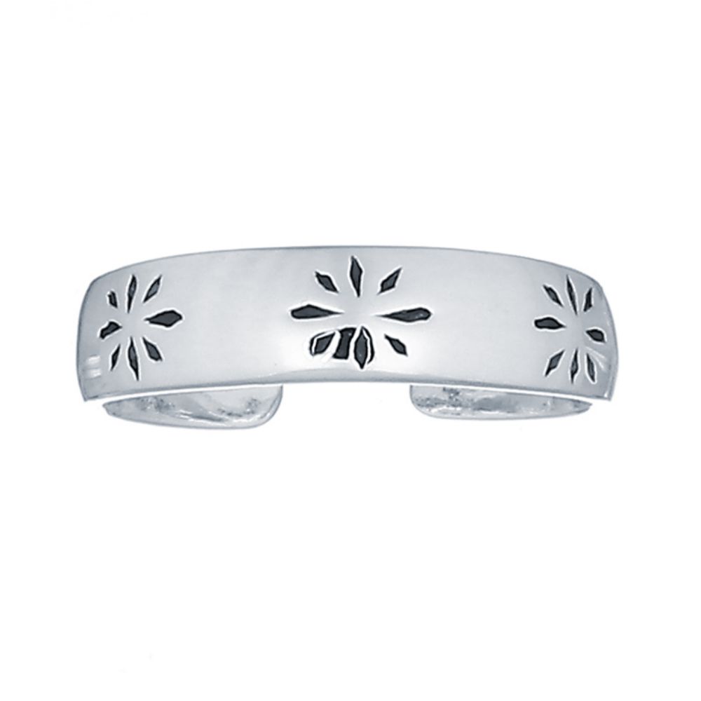 Sterling Silver Flower Petal Toe Ring - Image 2