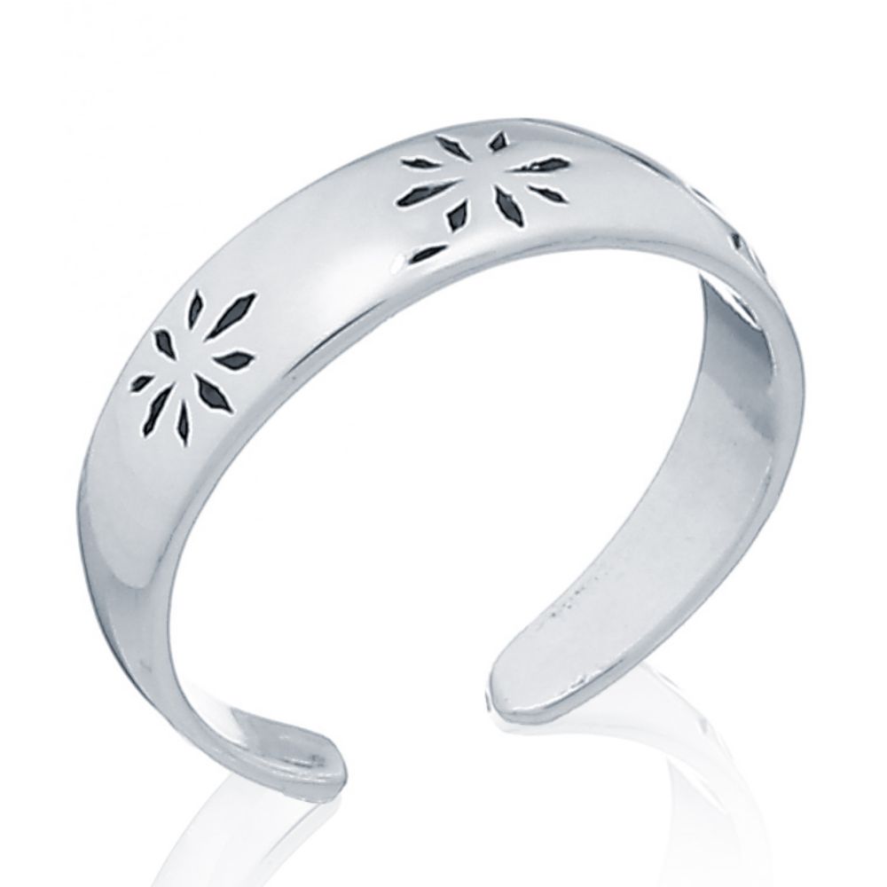Sterling Silver Flower Petal Toe Ring