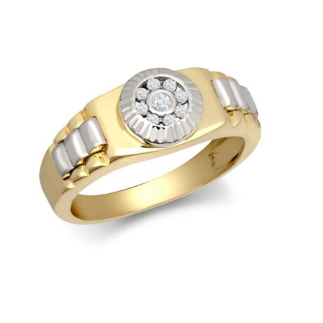 9ct 2 Colour Gold Child's CZ Watch Strap & Bezel Ring