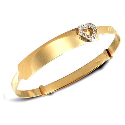 9ct Yellow Gold Children's Cubic Zirconia Expandable Bangle