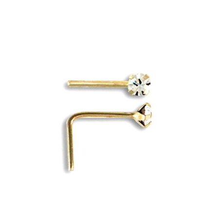 9ct Yellow Gold White Cubic Zirconia Claw-Set Nose Stud 2mm