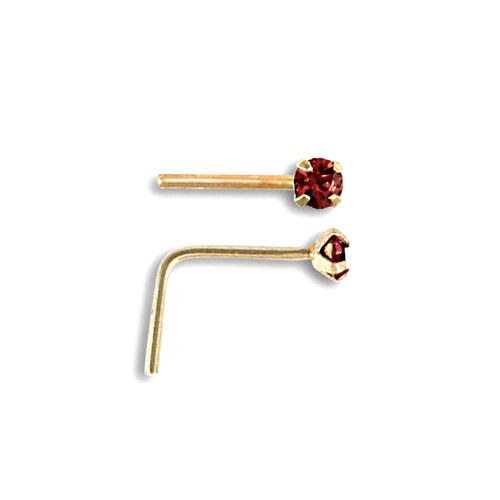 9ct Yellow Gold Violet Cubic Zirconia Claw-Set Nose Stud 2mm