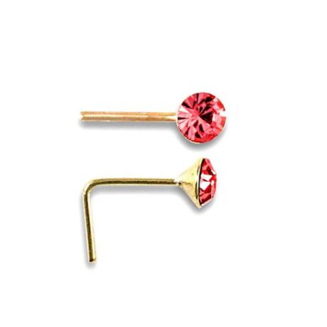9ct Yellow Gold Pink Cubic Zirconia Nose Stud 3mm