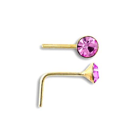 9ct Yellow Gold Violet Cubic Zirconia Nose Stud 3mm