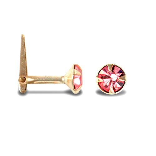 9ct Yellow Gold Hinged Pink Cubic Zirconia Claw-Set Nose Stud 3mm