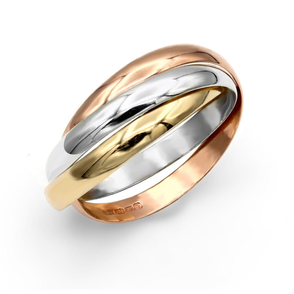 9ct Three-Colour Gold Russian Wedding Ring – 3mm