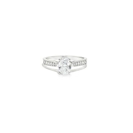 9ct White Gold 1.00ct Oval Cubic Zirconia Wed-Fit Engagement Ring
