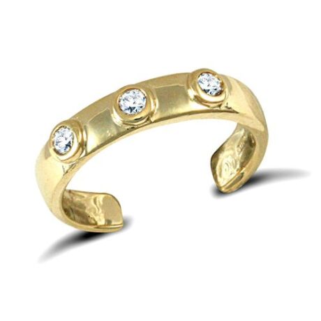 9ct Yellow Gold Cubic Zirconia Trilogy Toe Ring