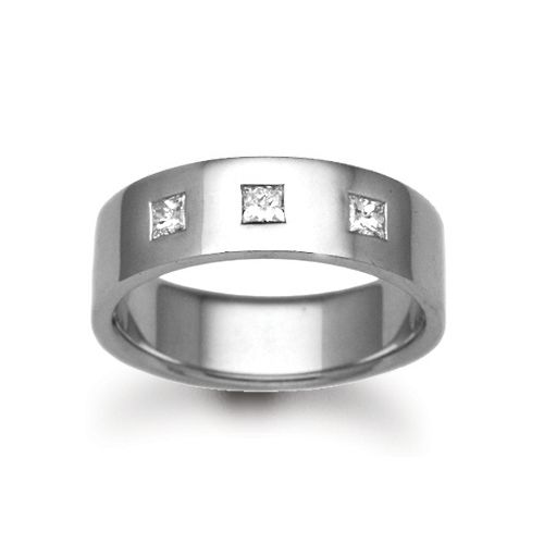 950 Platinum Natural Diamond Rubover-Set Wedding Ring