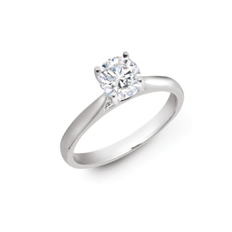 950 Platinum Round Natural Diamond Wed-Fit Solitaire Engagement Ring