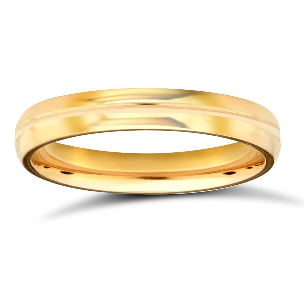 18ct Yellow Gold 3mm Standard Weight Court Profile Wedding Ring - Image 4